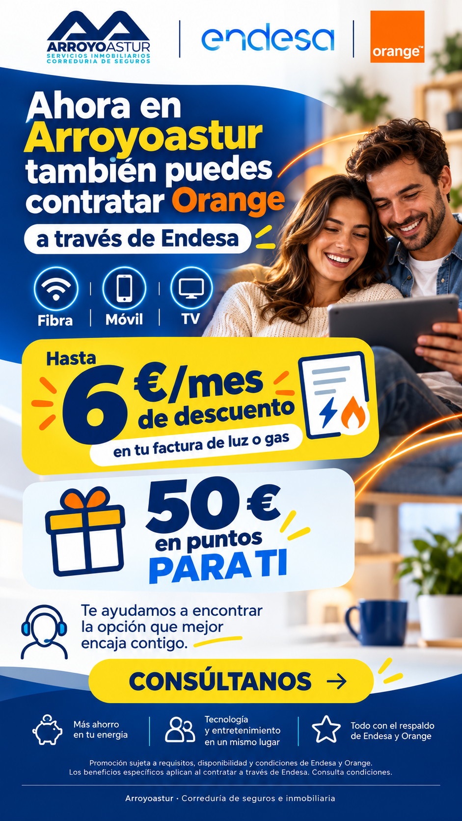 Arroyoastur presenta Orange a través de Endesa y un descuento de hasta 6 euros al mes sujeto a condiciones